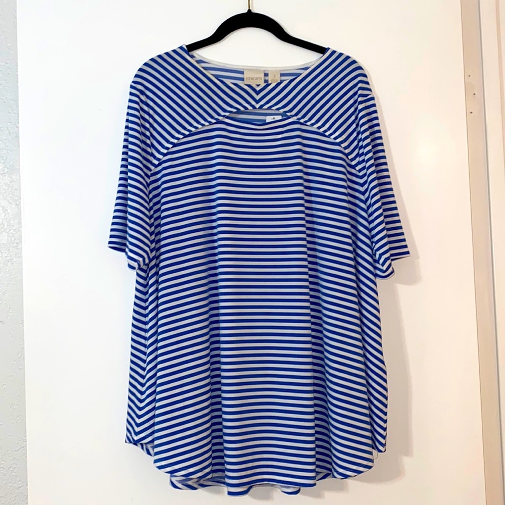 Chico’s BNWT Blue and White Stripe Size 3